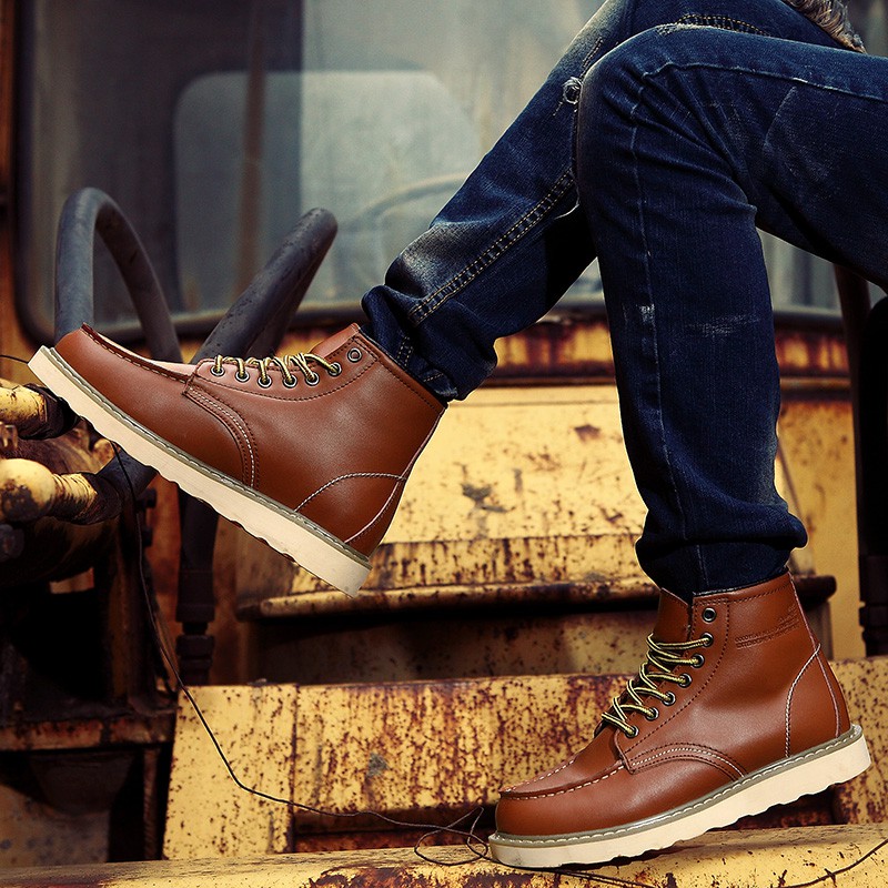 Men's Bootsรองเท้าบู๊ทหนัง สำหรับผู้ชาย สไตล์อังกฤษ High Genuine Leather Martin Boots