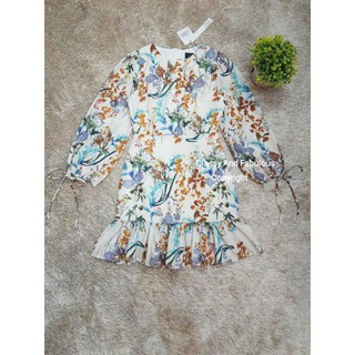 Dress คอกลม แขนยาวมีเชือกผูกโบว์