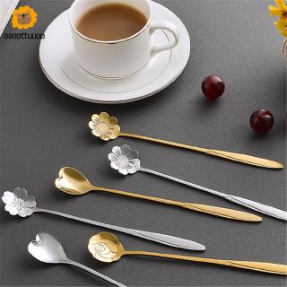 Heart Shape Oriental Cherry Sakura Coreopsis Spoon Use for Coffee Milk Tea Mixing Spoons