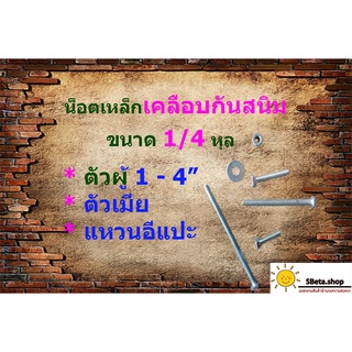 น็อตหัวหกเหลี่ยม ชุบกันสนิม ขนาด 1/4 หุล