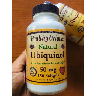 Ubiquinol (Kaneka Q+) ยูบิควินอล 50 mg 150 ซอฟท์เจล (Healthy Origins) Active form of CoQ10