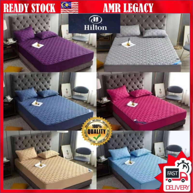 CADAR HILTON VIRAL ANTI KEDUT ผ้าปูที่นอนฟรี 2 ชิ้น PILLOW CASE ที่นอน Cott