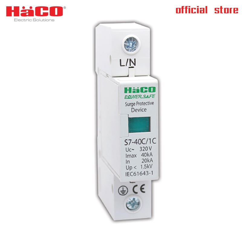 Haco อุปกรณ์ป้องกันไฟกระชากแรงดันสูง กันฟ้าผ่า SURGE PROTECTION DEVICE รุ่น S7-40C/1C