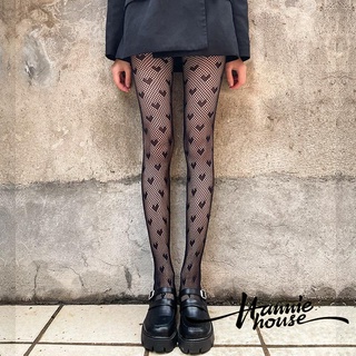 ❥Only➢Women´s Stockings, Love Printing, Hollow Mesh Design, High Elasticity, Slimming Black Tights