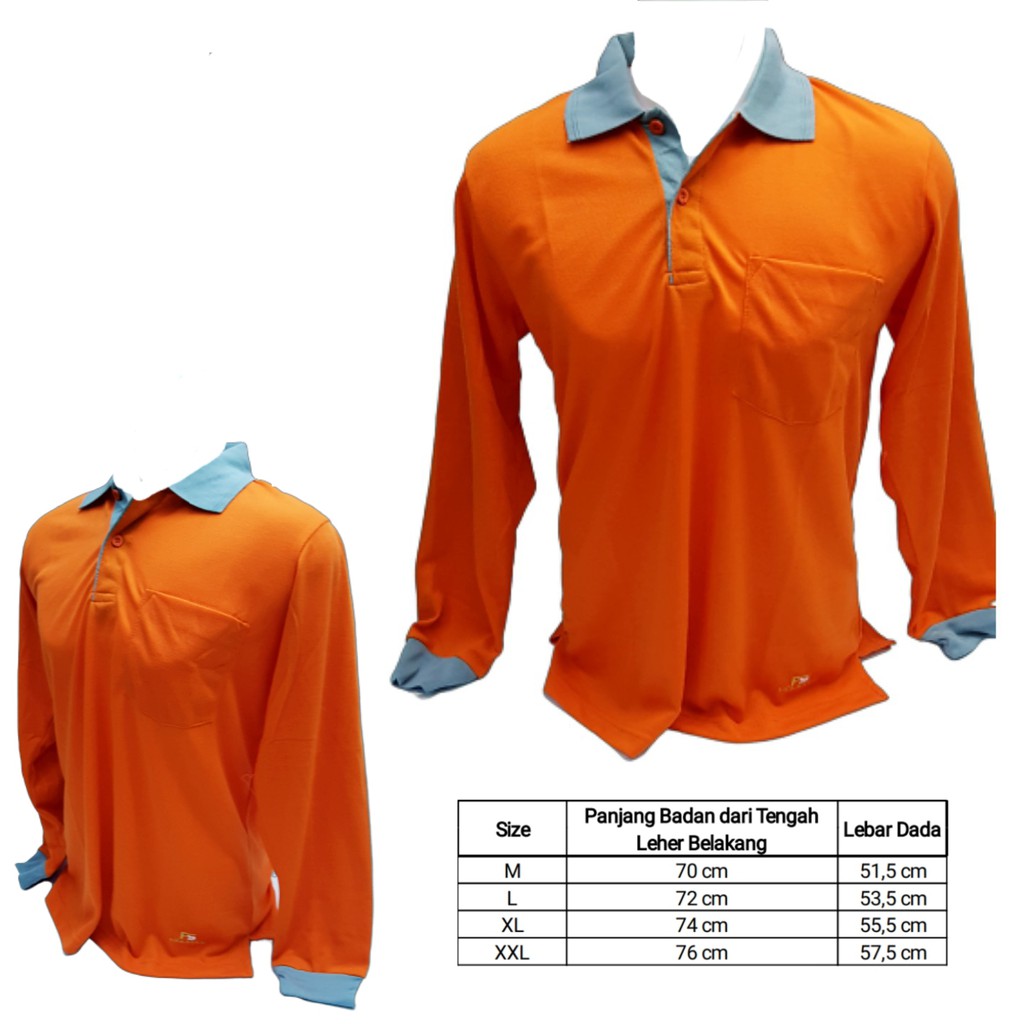 เสื้อยืดกีฬา Frasser PL LC Super สีส้ม คอปกสีเทายาว sms