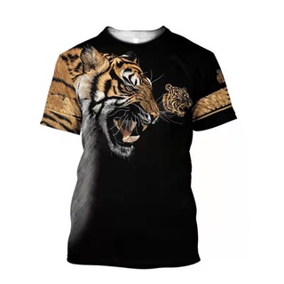 เสื้อยืดลําลอง พิมพ์ลายเสือ 3 มิติ สไตล์ฮิปฮอป สําหรับผู้ชาย และผู้หญิง
