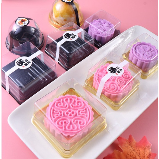 กล่องขนมเปี๊ยะ มาการอง สี่เหลี่ยม 1 คำ 1 ชิ้น สี่เหลี่ยม วงกลม ขนาด 50-100กรัม (ZZ01 02 03 06)