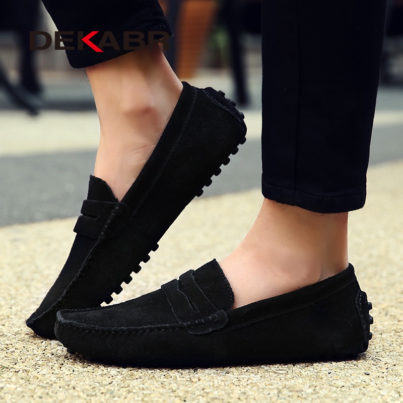 Dekabr รองเท้าโลฟเฟอร์ลําลอง หนังวัวแท้ ส้นเตี้ย สลิปออน แฟชั่นสําหรับผู้ชาย ไซซ์ 49