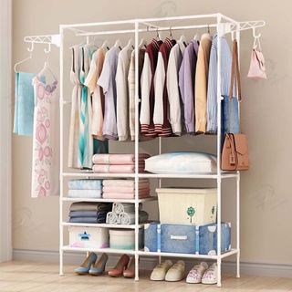 [ 3เเถว ] ราวแขวนเสื้อ ราวตากผ้าเหล็ก เเบบเเถวเดียว สองเเถว …