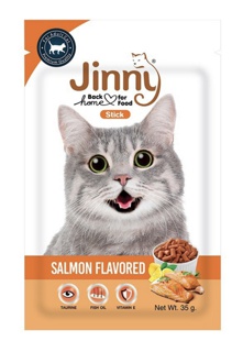 [ ส่งฟรี ] Jinny จินนี่ แคท สแน็ค รสแซลม่อน ขนมแมว อาหารแมว บรรจุ 12 ซอง 35 กรัม