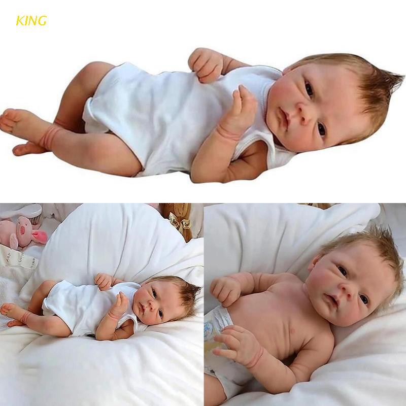 King ตุ๊กตาเด็กทารกแรกเกิดซิลิโคนเหมือนจริง 18 นิ้ว