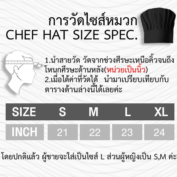 หมวกเชฟสไตล์ญี่ปุ่น ทรงสูง 🍣🍘รหัส : CHCFBN (ฐานะภัณฑ์) - รูปที่ 4