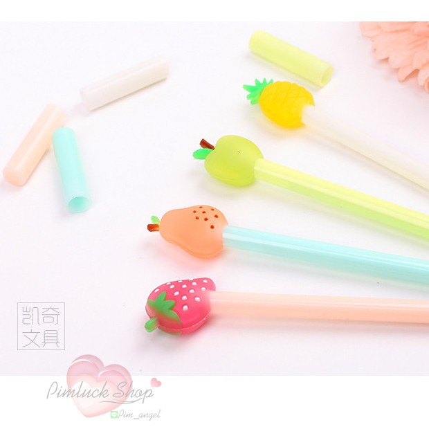 พร้อมส่ง ปากกาแครอท แตงโม ผลไม้ หมึกเจลสีดำ ปากกาเจล ปากกาสีดำ pimluck - รูปที่ 5