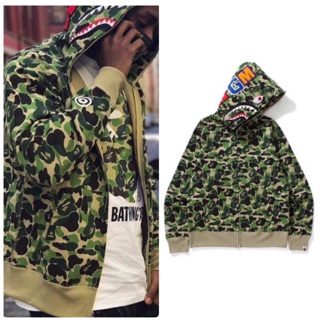 BAPE green limited explosion camouflage shark sweater