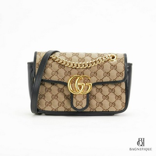 GUCCI MARMONT 22 BLACK BROWN GG SUPREME MONOGRAM GHW