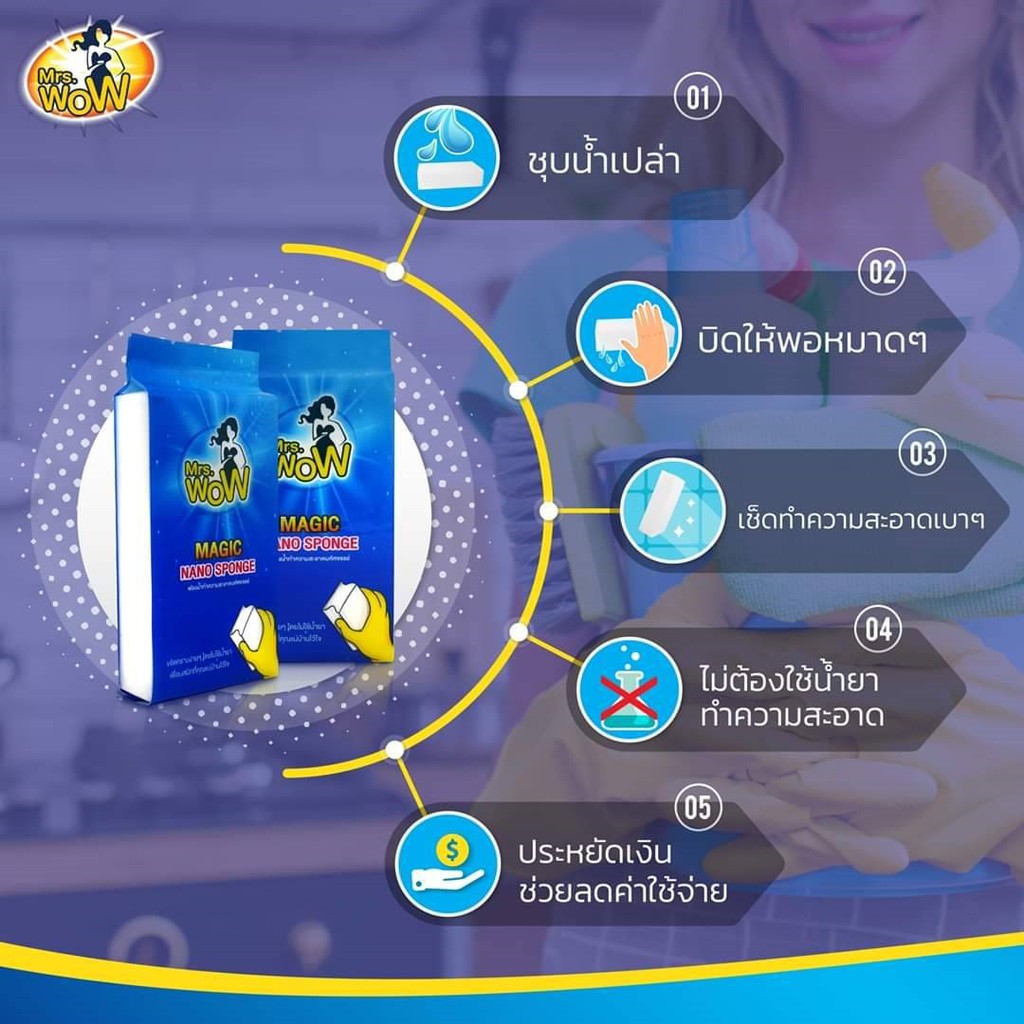 ฟองน้ำมหัศจรรย์ Wow/ฟองน้ำไม่ง้อน้ำยา