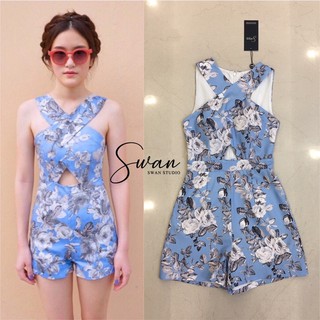 จั้มสูทสีฟ้าขาสั้น (XS/S/M/L) By Swan Studio