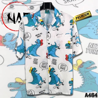 เสื้อฮาวายลายไดโนเสาร์ A464 ผ้าไหมอิตาลี