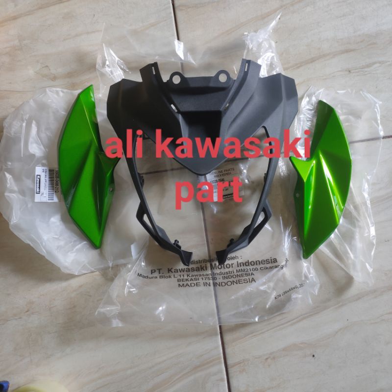 HIJAU ชุดครอบไฟหน้าโคมไฟหู z250 sl z250sl โลหะสีเขียวเดิม