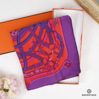 HERMES SCARF 4545 ORAND  PURPLE EDGE BELT