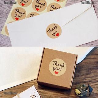 สติกเกอร์กระดาษคราฟท์ ลายหัวใจ Thank You สําหรับตกแต่งเบเกอรี่ 60 ชิ้น