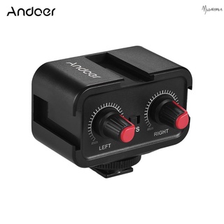 Andoer อะแดปเตอร์ไมโครโฟน Ws-Vs Dual-Channel &amp; เย็น 3.5 มม. สําหรับกล้อง Dslr