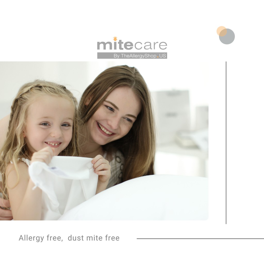 MiteCare ปลอกหมอนข้าง กันไรฝุ่น ภูมิแพ้ 27.5 นิ้ว x 41 นิ้ว (ขาว/เบจ)  ซัก 60 C ได้  อบได้ - รูปที่ 4