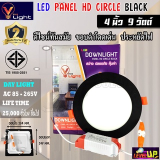 โคมฝังฝ้าขอบดำ(กลม) Panal Light 4 นิ้ว 9Wแสงสีขาว (Daylight)แบบไดรเวอร์แยก