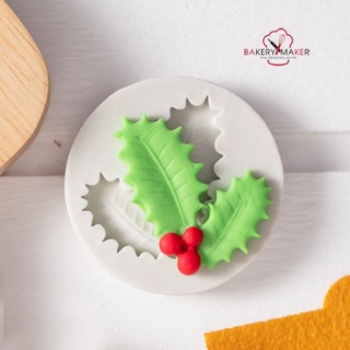 Xmas Holly fondant silicone mold พิมพ์ฟองดองท์ ผลและใบฮอลลี่