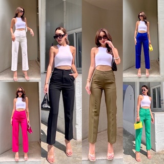 Camila high-waist pant7ส่วนแต่งกระเป๋าป้ายพรมทอง😘