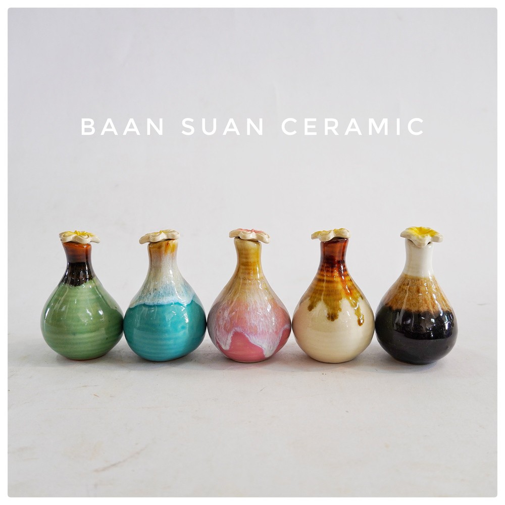 Baansuanceramic ขวดออย เซรามิค ขวดใส่น้ำมันนวดสปา ขวดเอนกประสงค์