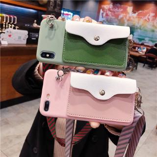 Pocket Card soft with strap Phone Case เคส xiaomi poco M3 X3 NFC X2 mi A1 A2 A3 MI note 10 LITE 10T pro 9T phone cover กระเป๋าการ์ดโทรศัพท์นุ่ม