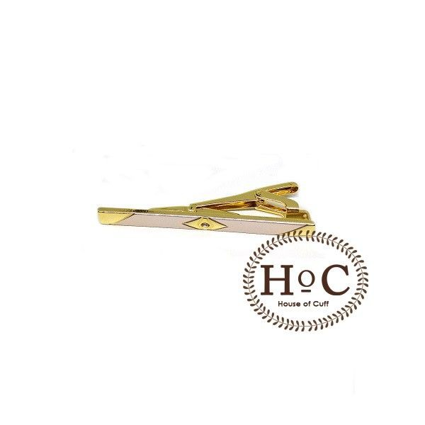 Houseofcuff Pin Tie Clip Tie PIN TIE GOLD SILVER BEZEL 12