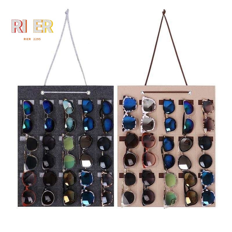 กล่องเก็บแว่นตา/แว่นกันแดด แขวนผนัง 15 ช่อง สีเทา