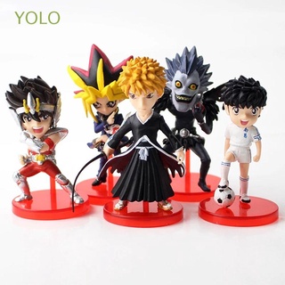 Yolo ฟิกเกอร์ PVC อนิเมะ Saint Seiya Death Note Tsubasa Yugi Rem 5 ชิ้น ต่อชุด