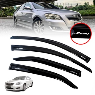 กันสาด TOYOTA แคมรี่ คิ้วกันสาด กันฝน CAMRY ปี 2006 - 2010 4ประตู สีดำเงา LOGO ขาว