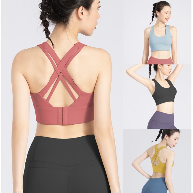 รุ่นใหม่ (YOGA-616) Sport Bra Lulu เว้าหลังทรงสวย เสื้อบราโยคะ สปอร์บราฟิตเนส ออกกำลังกาย มีฟองน้ำ ปรับได้ 3 ขนาด
