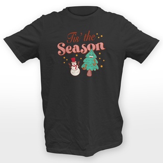 Tis The Season Christmas Xmas 2022 Design Graphic Tee 100% Cotton Unisex T-Shirtเสื้อยืดสวยๆ