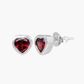 Moress Garnet Heart Earrings ต่างหูเงินแท้ประดับพลอยการ์เนท