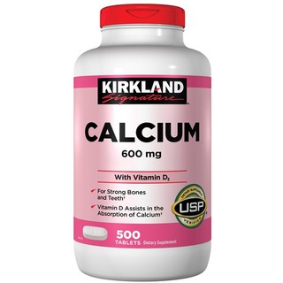 แคลเซียม 500 เม็ด Kirkland Signature Calcium 600 mg. with Vitamin D3, 500 Tablets กระดูกเสื่อม กระดูกพรุ่น