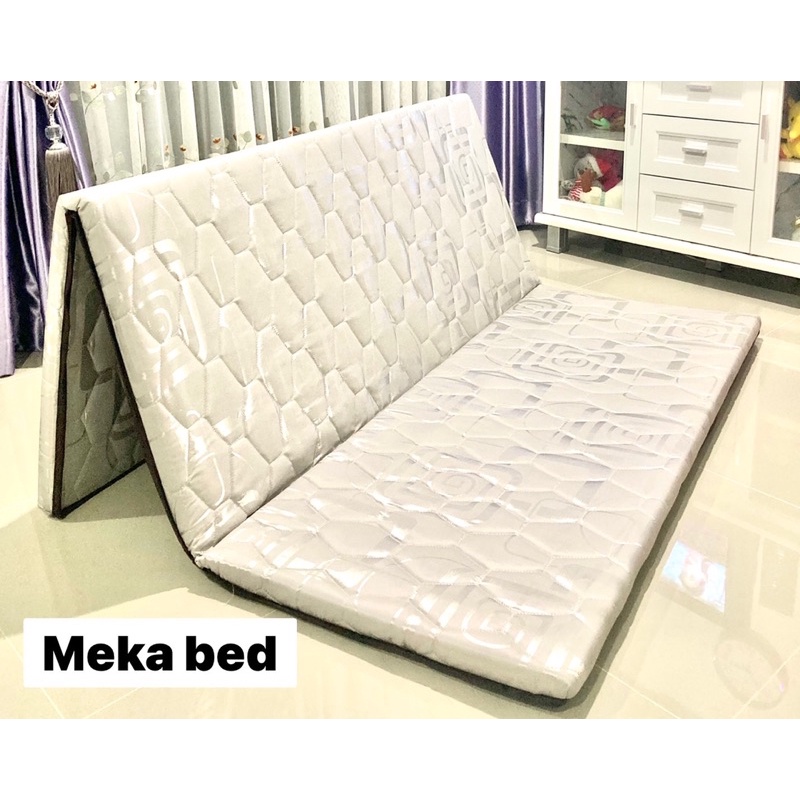 Meka bed ที่นอนยางพารา(หุ้มผ้าแพรจีน) มีเก็บเงินปลายทางขนาด 5 ฟุต ป้องกันอาการปวดหลังส่งฟรี!EMS#(ที่นอนหนา1.5นิ้ว)