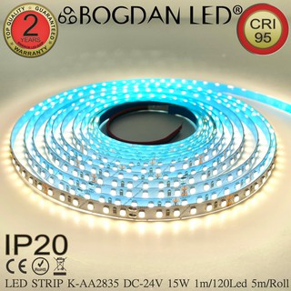 LED STRIP K-AA2835-120-4000K DC-24V 15W/1M IP20 ยี่ห้อBOGDAN LED แอลอีดีไฟเส้นสำหรับตกแต่ง 600LED/5M 75W/5M Grade A