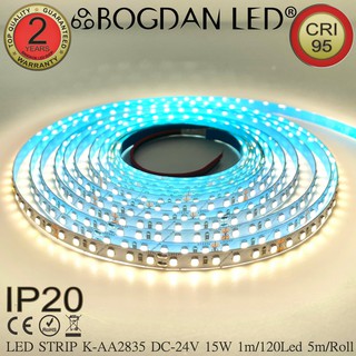 LED STRIP K-AA2835-120-4000K DC-24V 15W/1M IP20 ยี่ห้อBOGDAN LED แอลอีดีไฟเส้นสำหรับตกแต่ง 600LED/5M 75W/5M Grade A