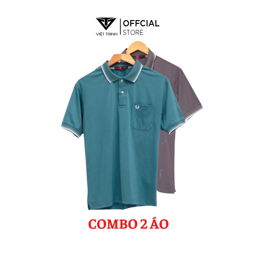 Combo of 2 เสื้อโปโลผู้ชายพร้อมคอปกทําจากผ้าฝ้ายดูดซับเหงื่อเย็น - Viet Trinh