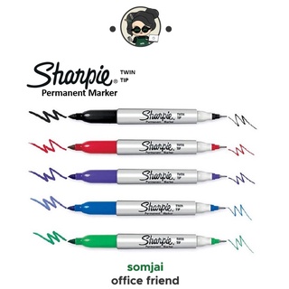 Sharpie (ชาร์ปี้) Twin Tipปากกามาร์คเกอร์ แบบ 2 หัว Permanent Marker ปากกากันน้ำ ปากกาเขียนแผ่นพลาสติก  หมึกแห้งเร็ว