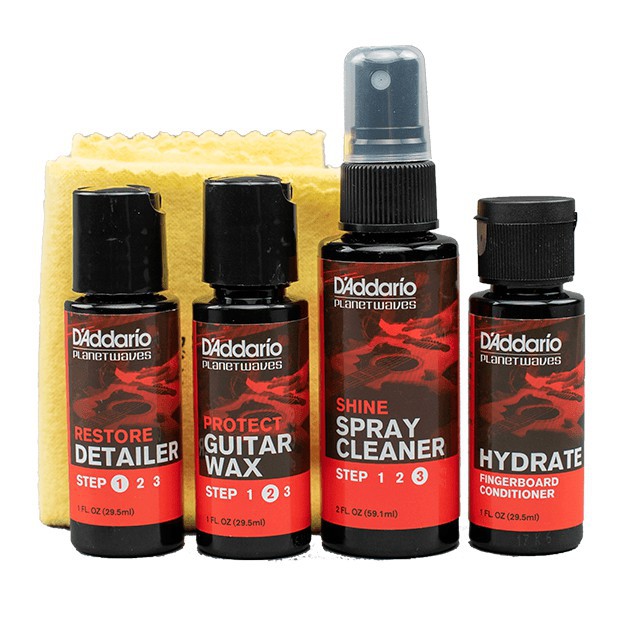 ของแท้!! 💯 ชุดทำความสะอาด D'Addario ครบเซ็ท แถมผ้าเช็ด รุ่น INSTRUMENT CARE ESSENTIALS #PW-GCB-01