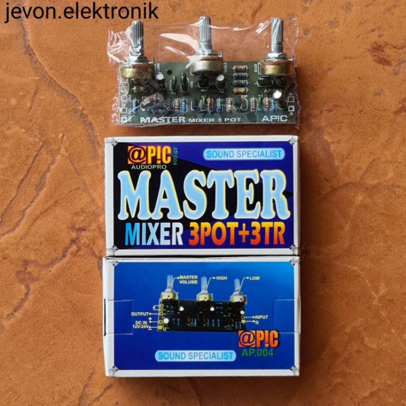 Master Mixer 3 หม้อ Potentiometer IC 4558 Apic Audio Pro