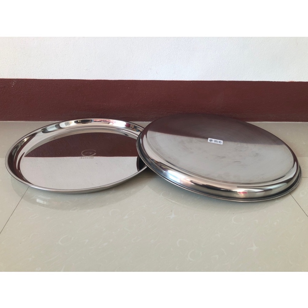 ถาดสแตนเลส ถาดเสริฟ ถาดกลม ถาด (หนา) ขนาด 40/45/50/55/60/65/70 ซม.(ตราTK) - รูปที่ 3