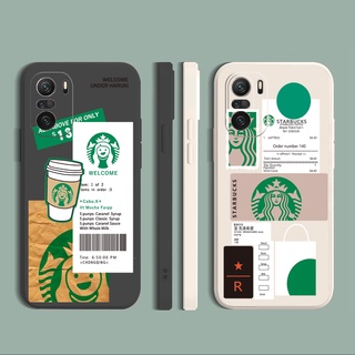 เคสโทรศัพท์มือถือแบบนิ่ม ลาย Starbucks ขอบสี่เหลี่ยม สําหรับ Xiaomi Redmi Note 10 Pro 9S 9A POCO X3 NFC M3 Pro 5G