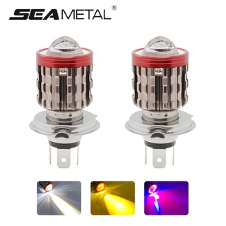 SEAMETAL LED หลอดไฟหน้ารถจักรยานยนต์ H4 BA20D Angel Eye Lamp สีขาวเหลือง Hi Lo Scooter ไฟตัดหมอก 12V 30W